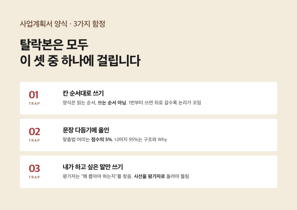 사업계획서 양식 3가지 함정